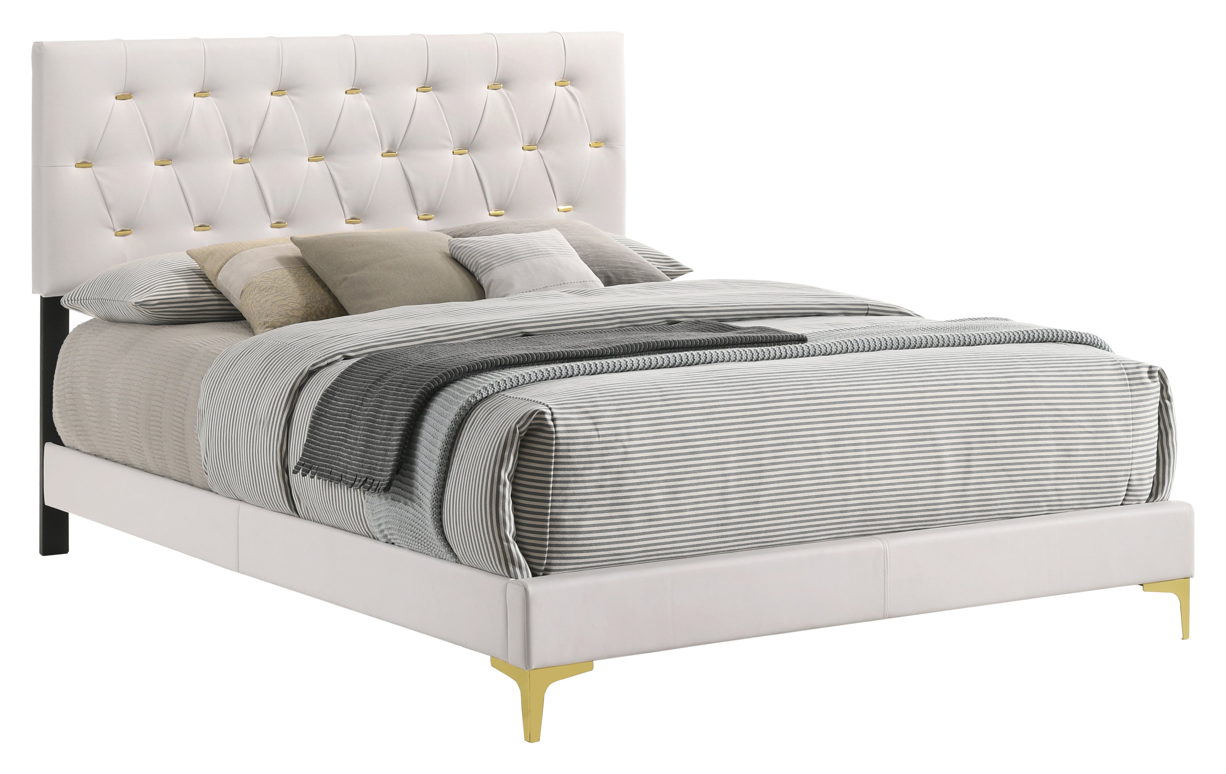 Kendall Tufted Upholstered Panel Eastern King Bed White