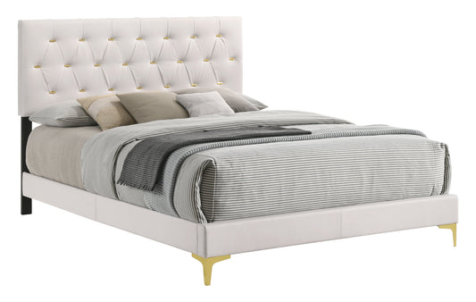 Kendall Tufted Upholstered Panel Queen Bed White