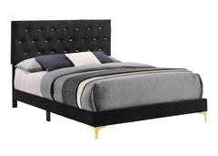 Kendall Tufted Panel Eastern King Bed Black and Gold