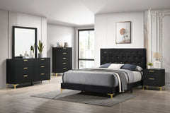 Kendall Tufted Panel Eastern King Bed Black and Gold