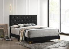 Kendall Tufted Panel Eastern King Bed Black and Gold