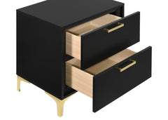 Kendall 2-Drawer Nightstand Black and Gold