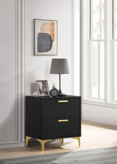 Kendall 2-Drawer Nightstand Black and Gold