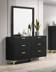 Kendall 6-Drawer Dresser Black and Gold