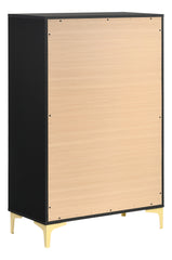 Kendall 5-Drawer Chest Black and Gold