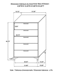 Kendall 5-Drawer Chest Black and Gold