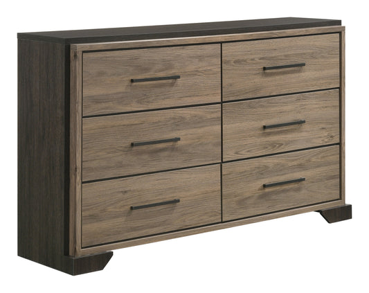 Baker 6-drawer Dresser Brown and Light Taupe