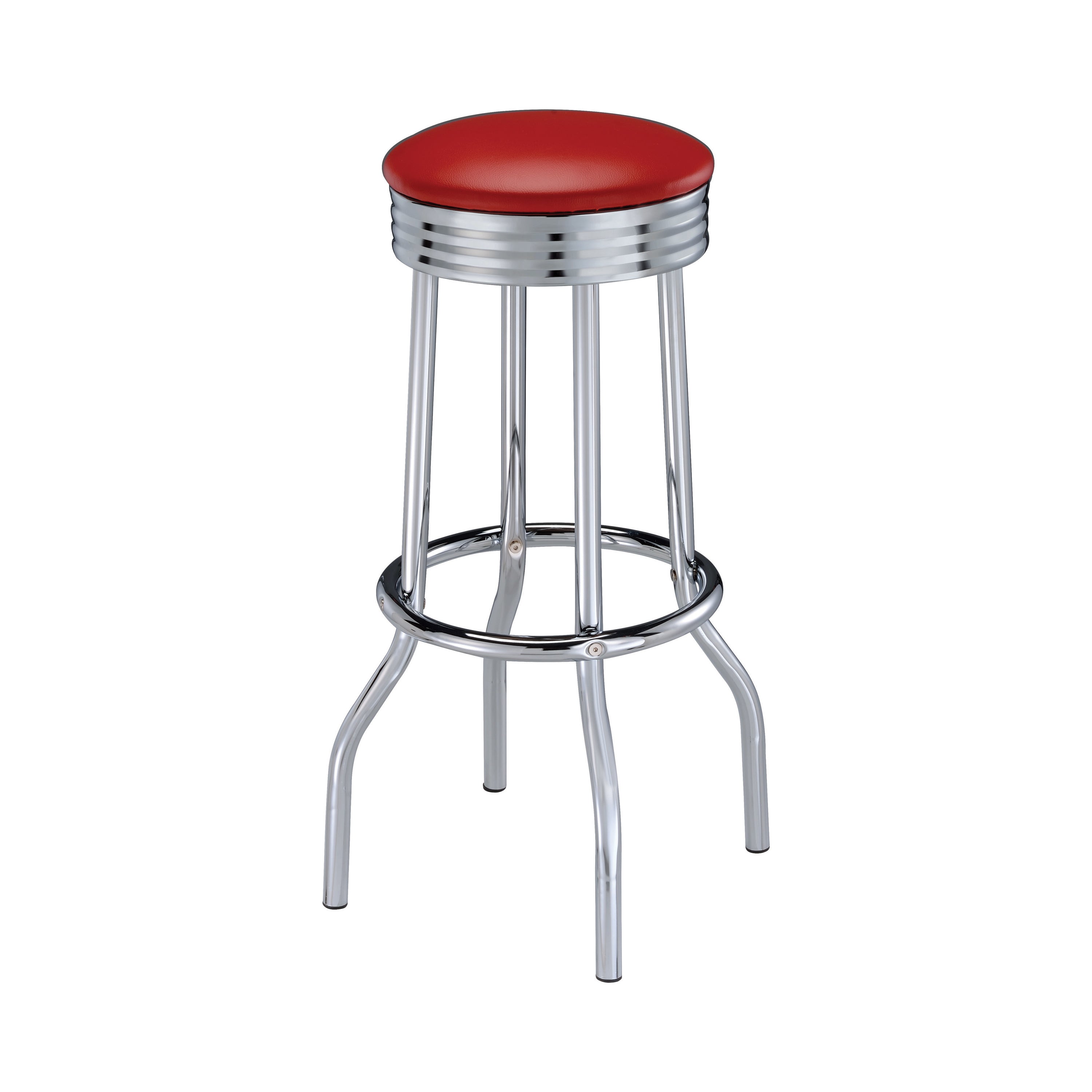 Hopkins Upholstered Top Bar Stools Red and Chrome (Set of 2)