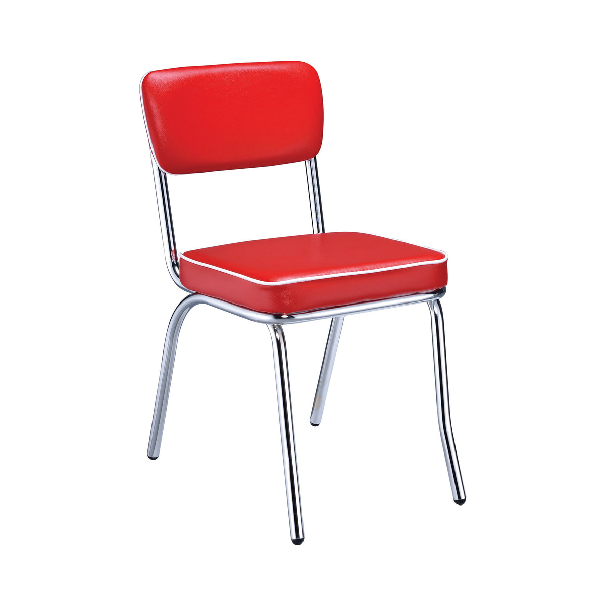 Retro Open Back Side Chairs Red and Chrome (Set of 2)