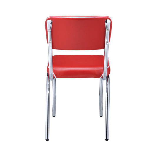 Retro Open Back Side Chairs Red and Chrome (Set of 2)