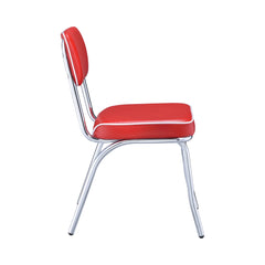 Retro Open Back Side Chairs Red and Chrome (Set of 2)