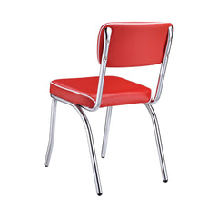 Retro Open Back Side Chairs Red and Chrome (Set of 2)