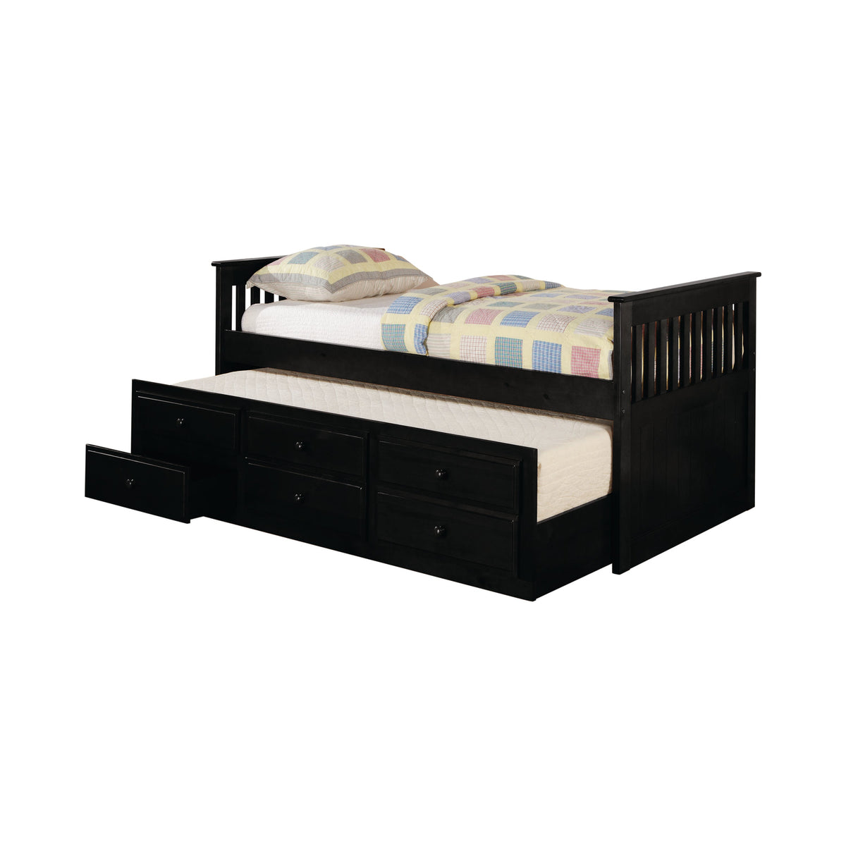 Rochford Twin Captains Daybed with Storage Trundle Black