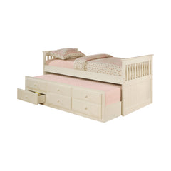 Rochford Twin Captains Bed with Storage Trundle White