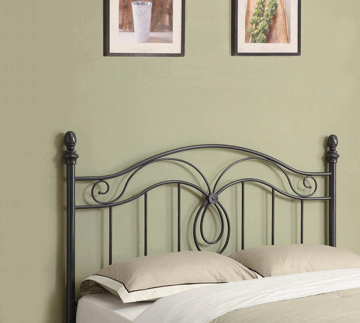 Evan Full/Queen Scroll Metal Headboard Dark Grey