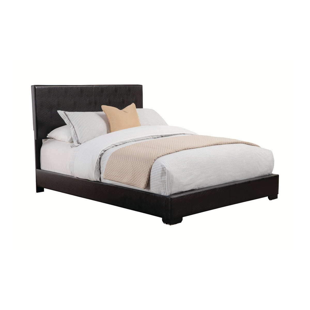 Conner Eastern King Upholstered Panel Bed Black