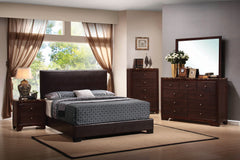 Conner Eastern King Upholstered Panel Bed Dark Brown