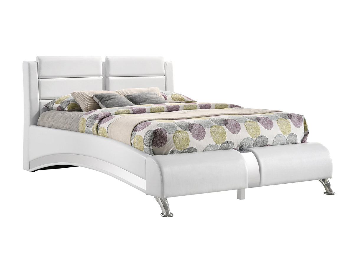 Jeremaine Full Upholstered Platform Bed Glossy White