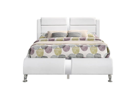 Jeremaine Full Upholstered Platform Bed Glossy White