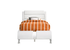 Jeremaine Twin Upholstered Platform Bed Glossy White