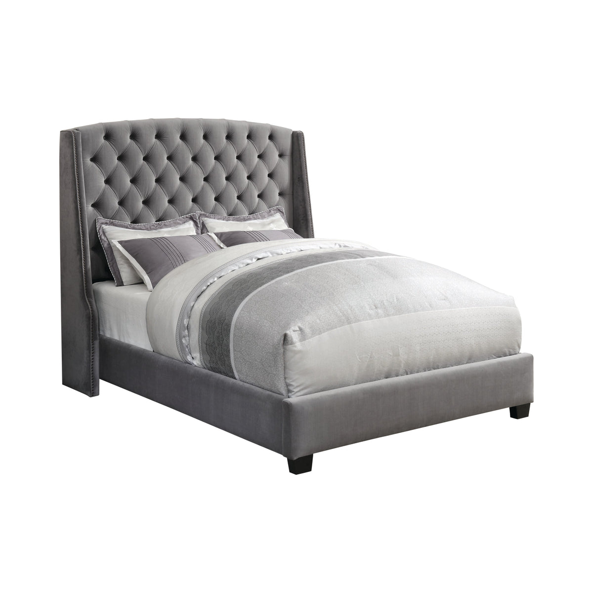 Pissarro California King Tufted Upholstered Bed Grey