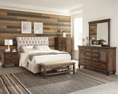 Giampaolo Devon 4-Piece Upholstered California King Bedroom Set Beige And Burnished Oak