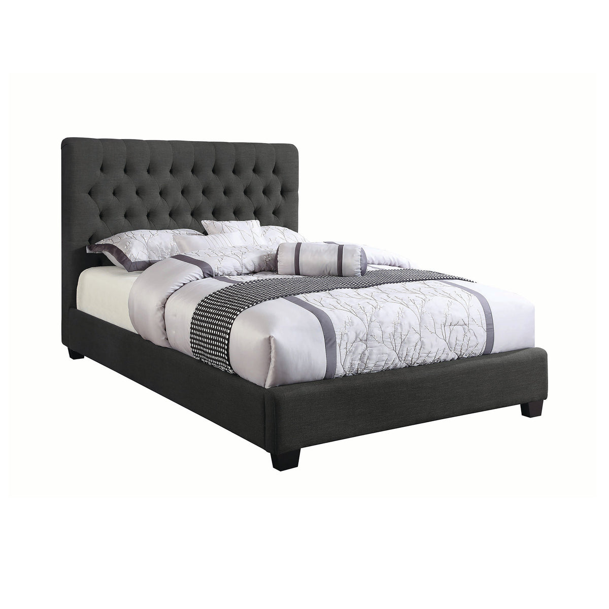 Chloe Tufted Upholstered Queen Bed Charcoal