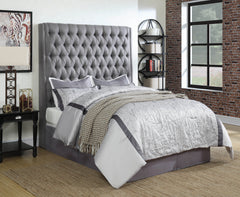 Camille Eastern King Button Tufted Bed Grey