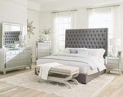 Graple Camille 5-Piece California King Bedroom Set Grey And Metallic Mercury