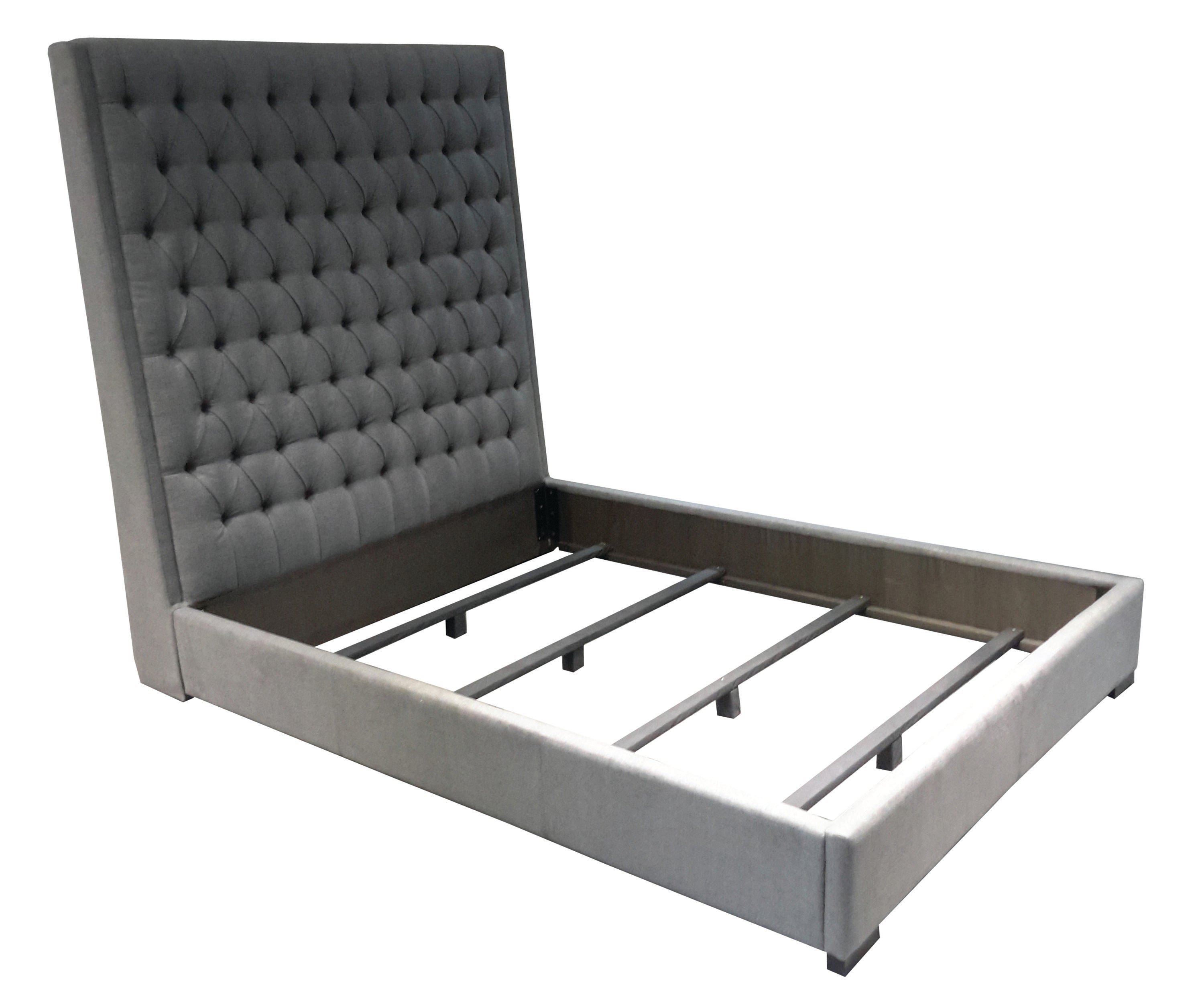 Camille California King Button Tufted Bed Grey