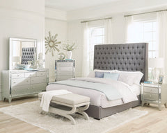 Camille Queen Button Tufted Bed Grey