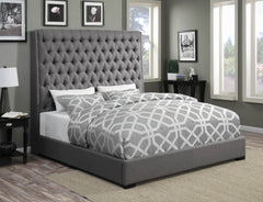 Camille Queen Button Tufted Bed Grey