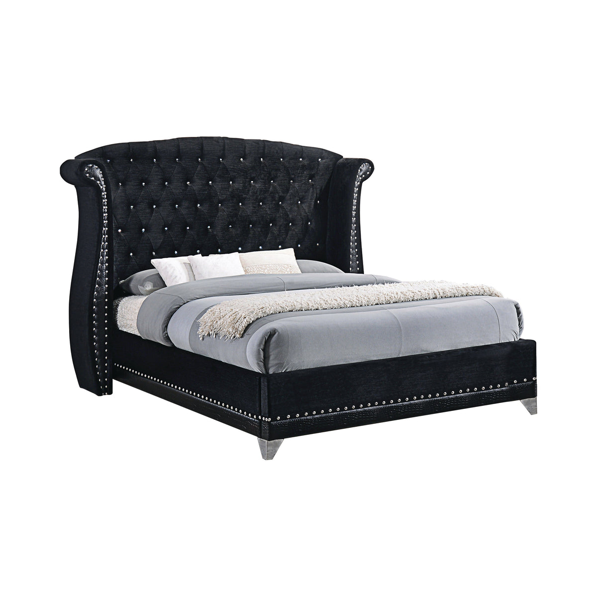 Barzini Eastern King Tufted Upholstered Bed Black