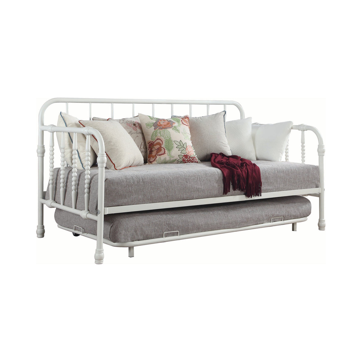 Marina Twin Metal Daybed with Trundle White