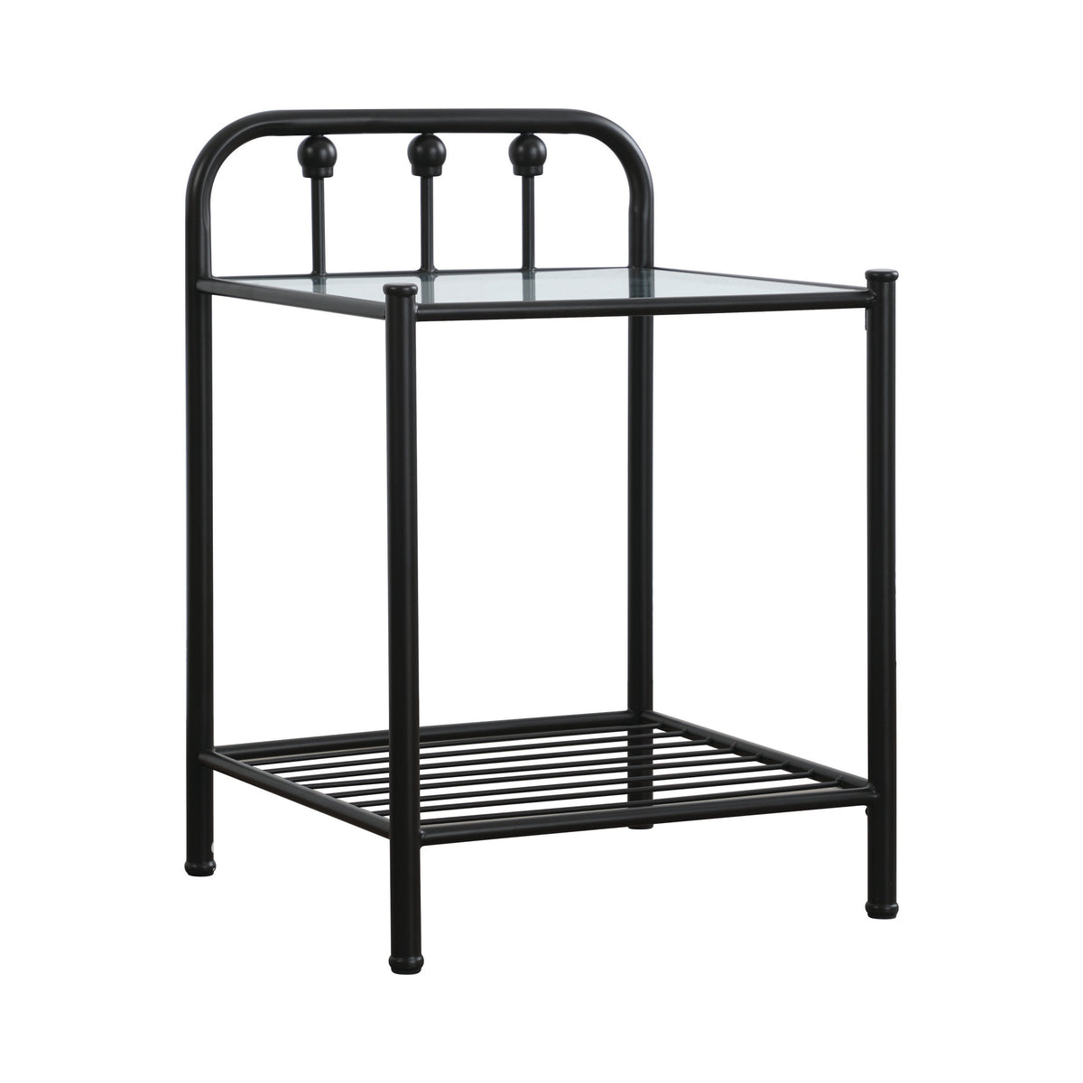 Livingston 1-shelf Nightstand with Glass Top Dark Bronze