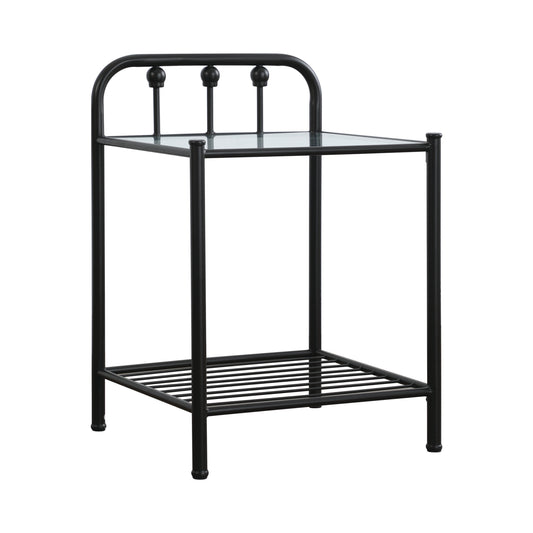 Livingston 1-shelf Nightstand with Glass Top Dark Bronze