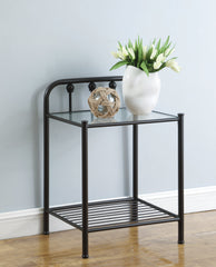 Livingston 1-shelf Nightstand with Glass Top Dark Bronze