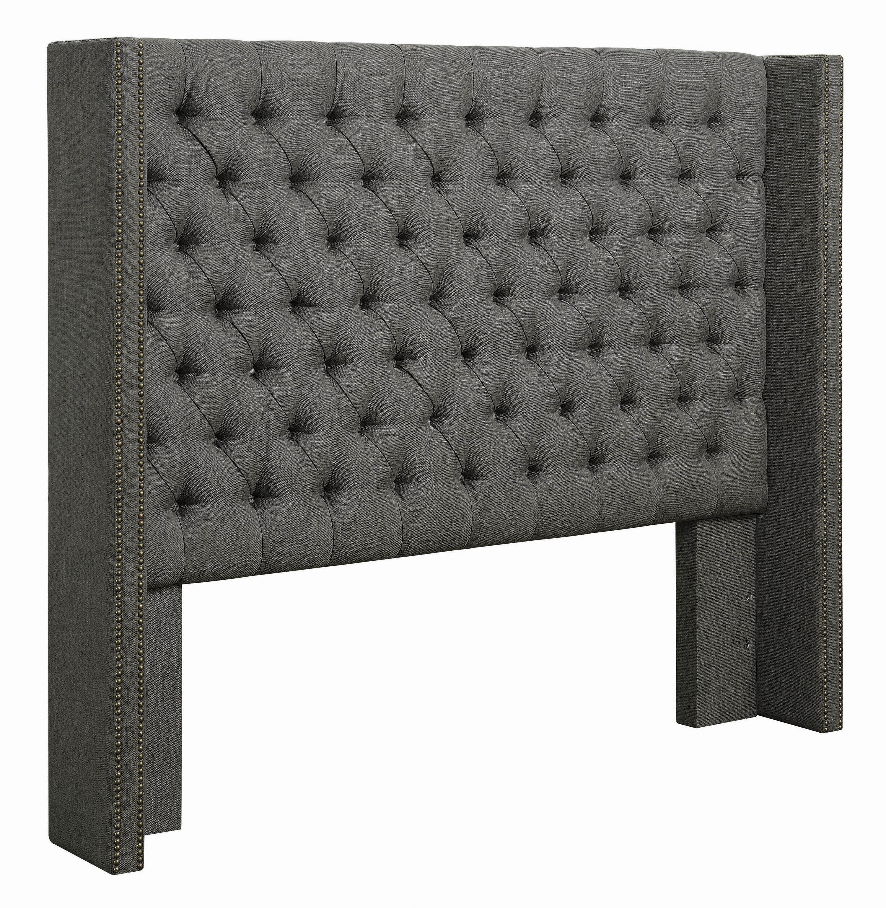 Bancroft Demi-wing Upholstered California King Bed Grey