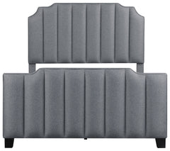 Fiona Upholstered Panel Bed Light Grey