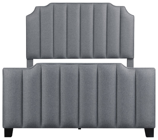 Fiona Upholstered Panel Bed Light Grey