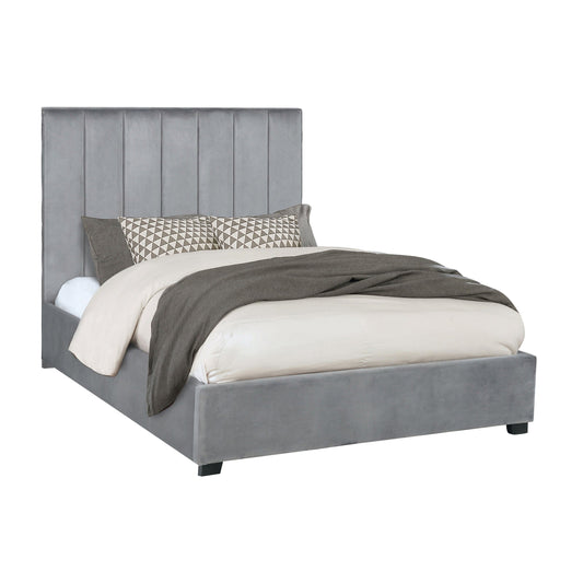 Arles Upholstered Bedroom Set Grey with Side Panels