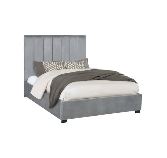 Arles Eastern King Vertical Channeled Tufted Bed Grey