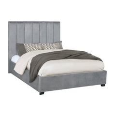 Arles Upholstered Bedroom Set Grey with Side Panels