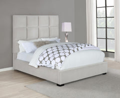 Panes Eastern King Tufted Upholstered Panel Bed Beige