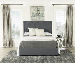 Bowfield Upholstered Bed with Nailhead Trim Charcoal