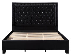 Hailey Upholstered Tufted Platform Eastern King Bed Black