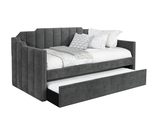 Kingston Upholstered Twin Daybed with Trundle Charcoal