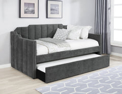 Kingston Upholstered Twin Daybed with Trundle Charcoal