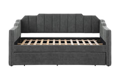 Kingston Upholstered Twin Daybed with Trundle Charcoal