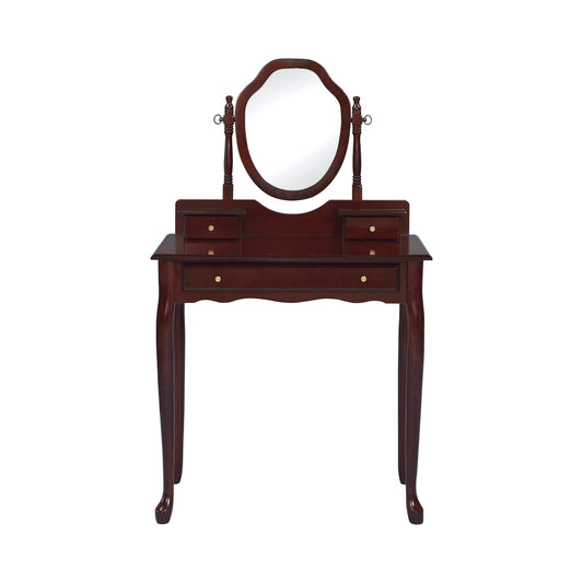 Minnette 2-piece Vanity Set with Upholstered Stool Brown Red